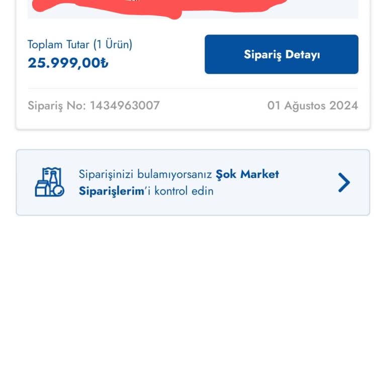 Şok Market Almış Olduğum Ürünü Teslim Etmiyor.