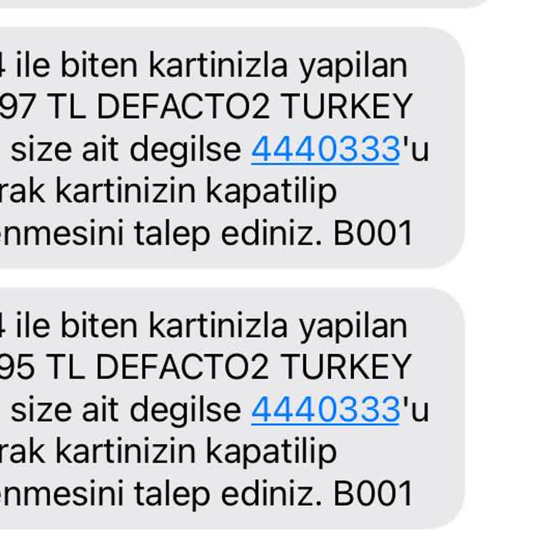 DeFacto Turkey Kredi Kartı Şüpheli İşlem
