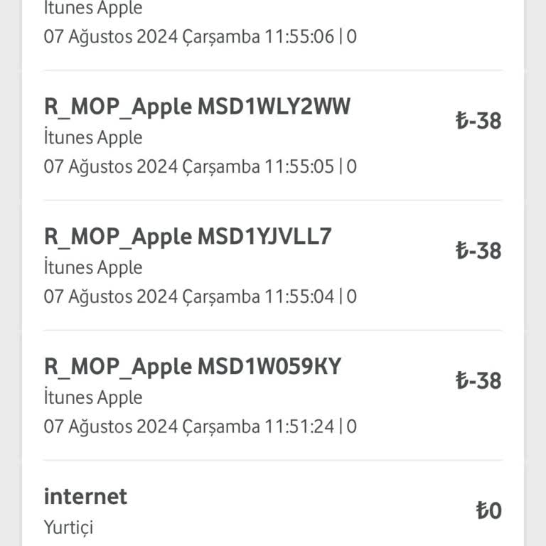 Vodafone Faturama Yansıtılan İzinsiz İtunes Ücretleri