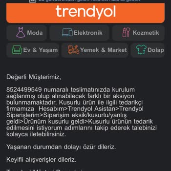 Trendyol Montaj Hatasını Kabul Etmiyor.