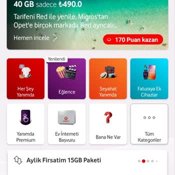 Vodafone Yanımda Uygulamasında Ek Paket Sorunu!