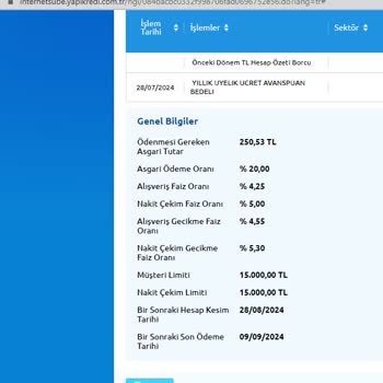 Yapı Kredi Bankası Kullanılmayan Kredi Kartına Yıllık Üyelik Ücreti Talebi