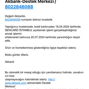 Akbank Yapılmayan Harcamayı Kredi Kartı Ekstre'me Yansıtıyor