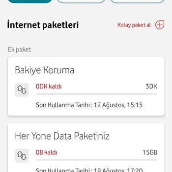 Vodafone Yanımda Uygulamasında 20 GB İnternet Paketi Sorunu