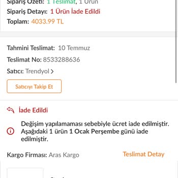 Trendyol Çözüm Ekibi Sorunu Uzatıyor
