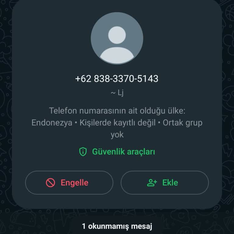 WhatsApp Şikayet Bilinmeyen Numara