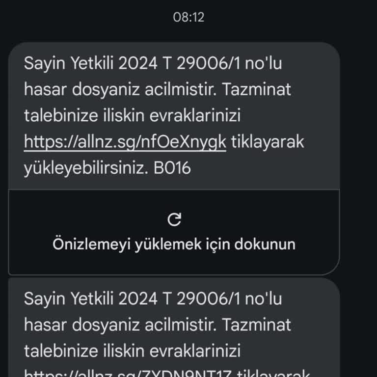 Allianz Sigorta Adına Gelen Sahte Mesajlar