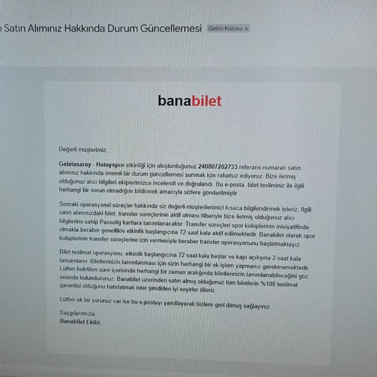 Banabilet.com Bilet Teslimatı Sorunu Ve Mağduriyet