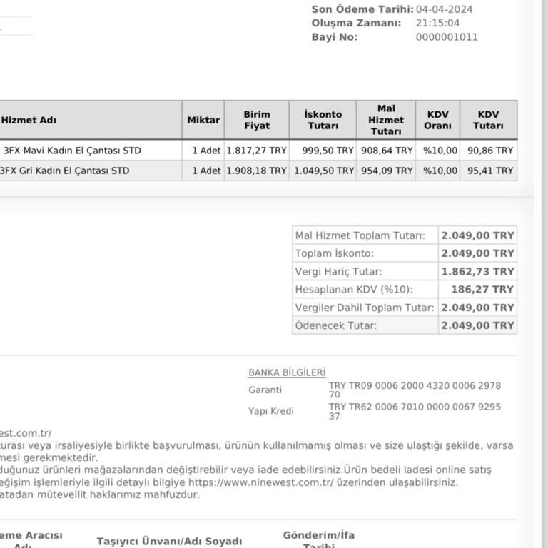 Nine West Çanta İnceleme Sonucu