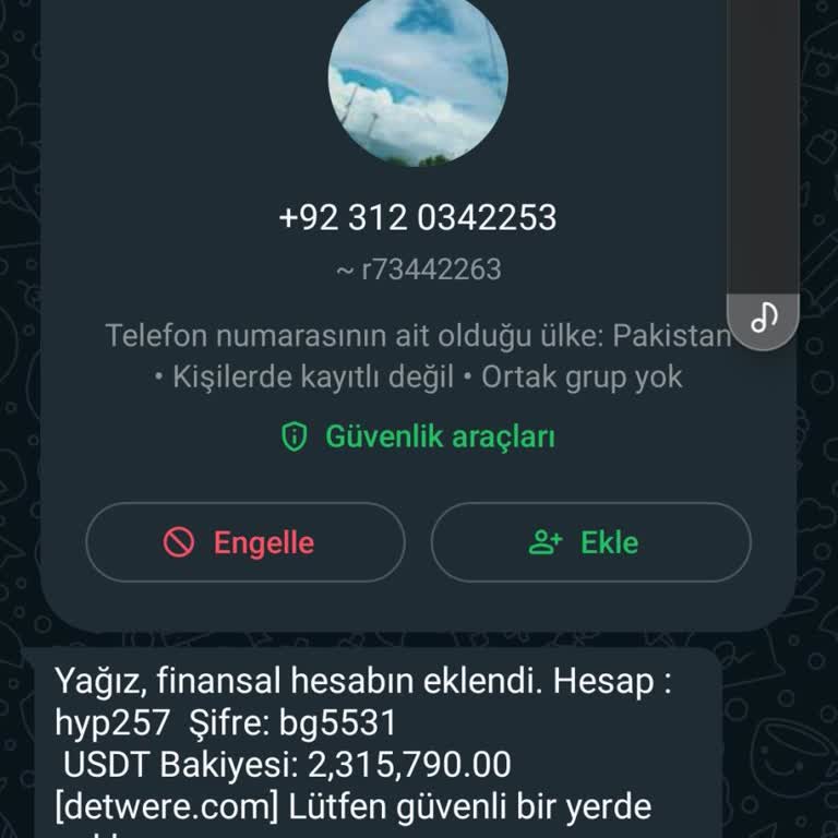 WhatsApp Bilinmeyen Numaradan Gelen Mesaj