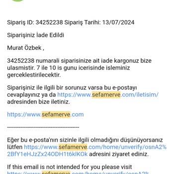 Sefamerve'den Alınan Ürünlerin İadesinde Yaşanan Sorunlar