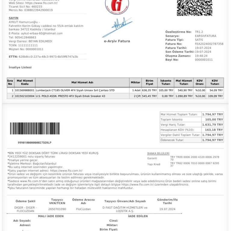 FLO Mağazacılık Eksik Ürün Teslimat