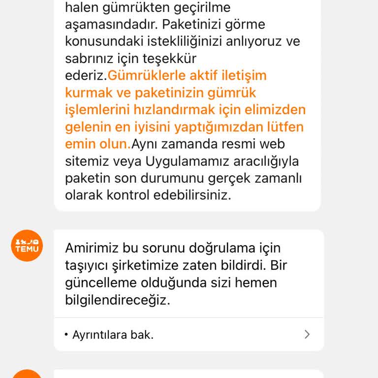 Temu Günlerdir Güncelleme Alamadığım Siparişim