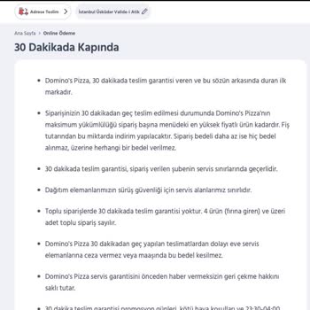 Domino's Pizza Web Sitesinde Yanıltıcı Reklam İçerik Yayınlıyor