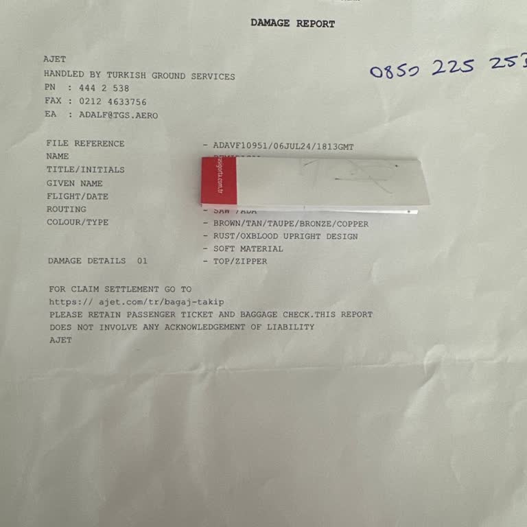 AJet (Anadolu Jet) Hasarlı Bavulum İçin Çözüm