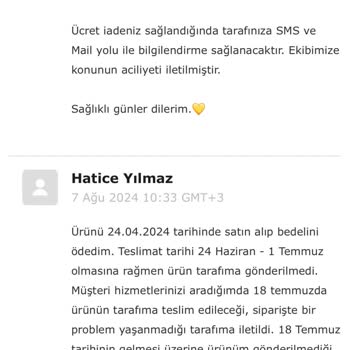 Vivense Ücret İadem Yapılmıyor.