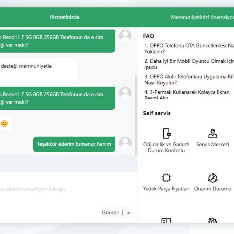 Oppo Türkiye Canlı Destek Sorumsuzluğu