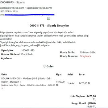 Reydeko Halı Reydeko Ürün Göndermiyor-İade Etmiyor, Sürekli Göndereceğiz Bahaneleri