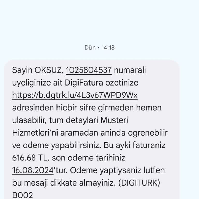 Digiturk Fatura Sıkıntısı Var