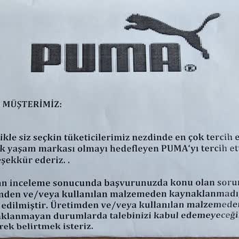 Puma Aldığım Ayakkabı Kısa Sürede Açıldı Ve Test Sonucu Olumsuz