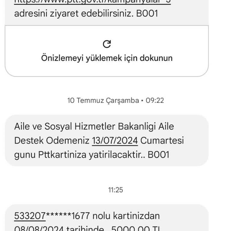 PTT Bank PTT Den Gelen Mesaj