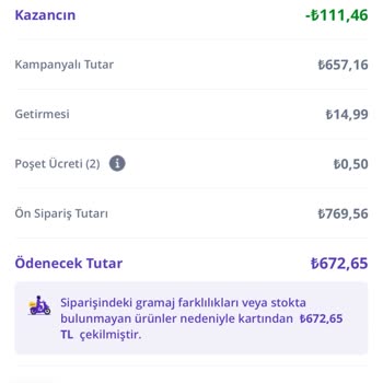 Getir Büyük Hesabımdan Fazla Para Çekti!