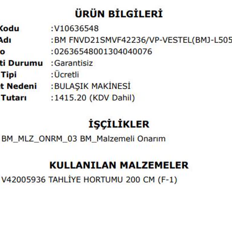 Vestel Bulaşık Makinesi Servis Ücreti Şoku!