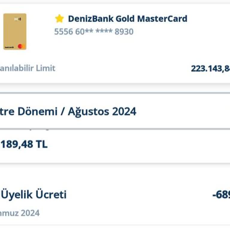 Denizbank Yıllık Kart Aidatı