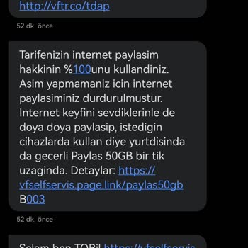 Vodafone FreeZone İnternet Paketi Kullanım Sorunu