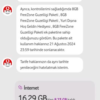 Vodafone FreeZone İnternet Paketi Kullanım Sorunu
