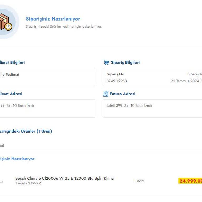 Şok Marketler Sokmarket.com Bir Türlü Kargoya Verilemeyen Klima