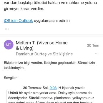 Vivense Mağdur Etti Hatalı Ürün Yollayıp Para İadesi Yapmıyor