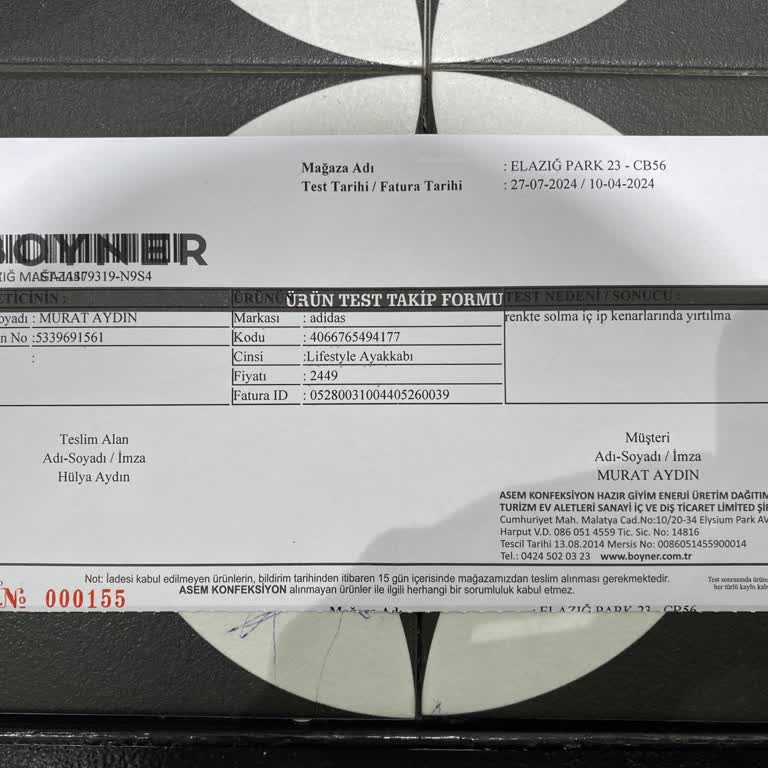 Elazığ Boyner Adidas Ayakkabı Renk Solması
