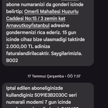 Millenicom Yanlış Fatura Yansıması: Modem Ücreti Sorunu