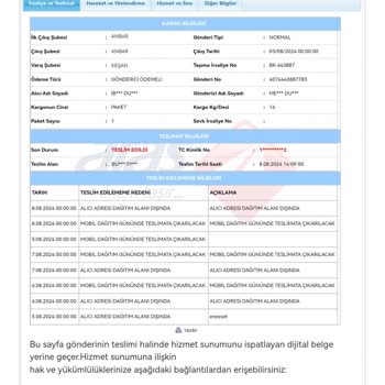 Aras Kargo Keşan Şube Şikayet