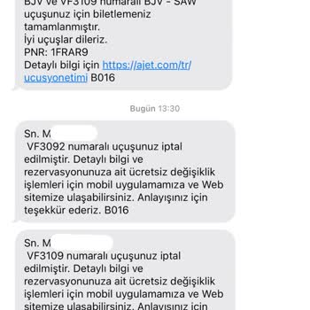 Ajet Habersiz Uçuş İptali