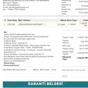 Vivense Lizbon Berjer Koltuk Sorunu