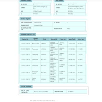 PTT Kargo Çayırova PTT İşini Düzgün Yapmıyor