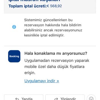 Booking Para İade Ve Geri Dönüş Alamama