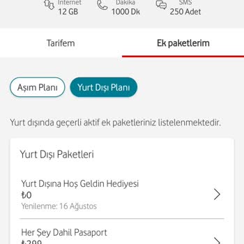 Vodafone İzinsiz Tanımlanan Pasaport Paketi Sorunu