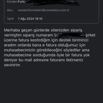 Cosmetica'nın Fatura Konusunda Beceriksizliği