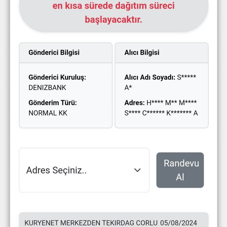 Kuryenet Kredi Kartını Getirmiyor