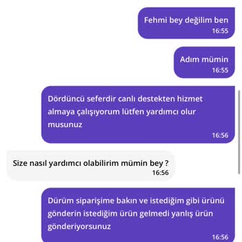 Getir Yanlış Ürün Gönderiyorlar. Canlı Destek Çalışmıyor