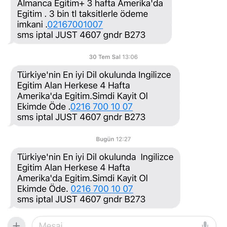 Just English İzinsiz SMS Atıyor