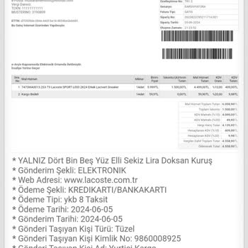 Lacoste Ayıplı Mal Gönderimi