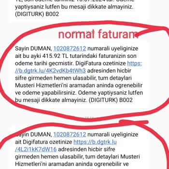 Digiturk Otomatik Taahhütsüz Fatura Göndermiş
