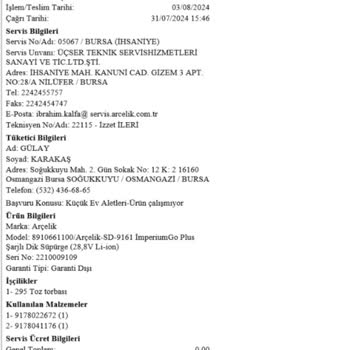 Arçelik Şarjlı Süpürge Garanti Kapsamı Sorunu