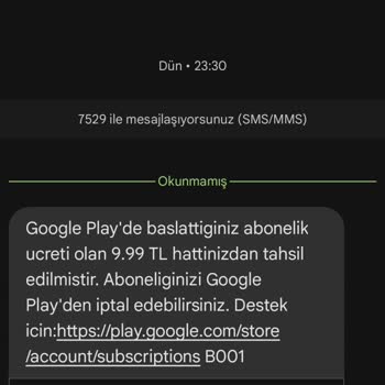 Google Play Store'dan Neyse Satın Alınmış İptal İstiyorum İptal Eder