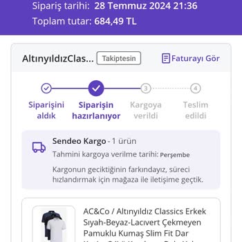 Altınyıldız AC&Co İsimli Firma Ürünlerimi Kargolamıyor