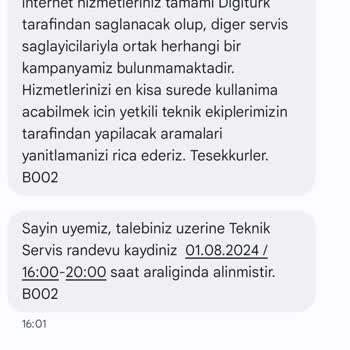 Digiturk Teknik Servis Kurulum Erteleme Sorunu